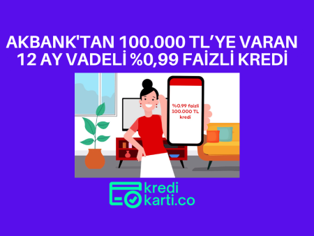 Akbank’tan 100.000 TL’ye varan 12 ay vadeli %0,99 faizli kredi